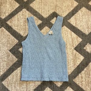 A new day blue tank crop top